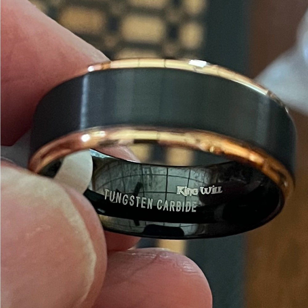 King Will Gold And Black Plated Tungsten Carbide 8mm Ring Size 10 New - Picture 4 of 16